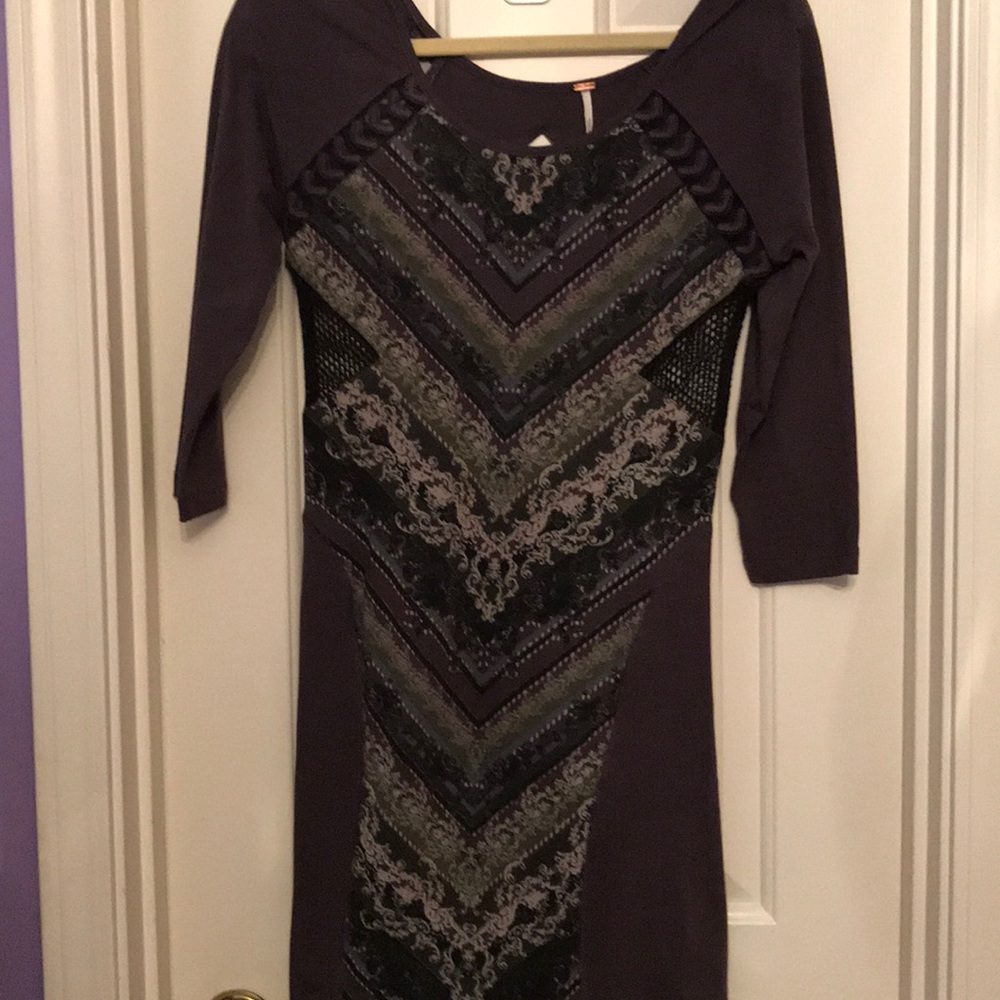 Free people 3/4 sleeve dress with mesh sides